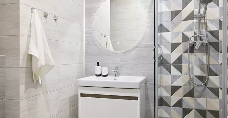 Modern Small Bathroom Walk-In Shower Remodel in Columbus